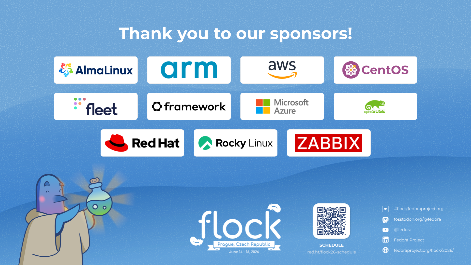 Splash screen thanking sponsors